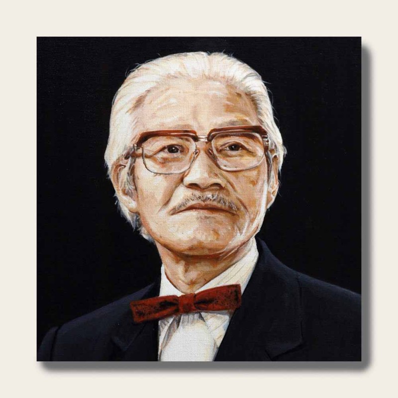 油絵で小さな人物画を細密に描きます（18×18cm・背景無地）