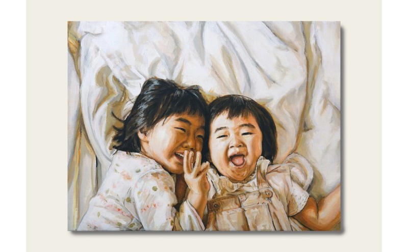 油絵で高級感のある肖像画を描きます（41×32cm・背景あり）