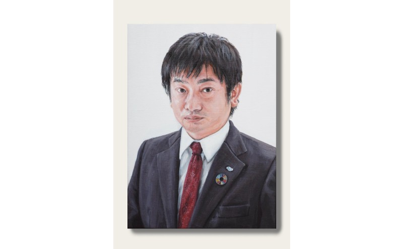 油絵で高級感のある肖像画を細密に描きます（53×45cm・背景無地）