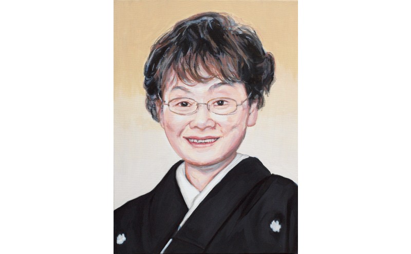 ご遺影を高級感のある油絵で細密に描きます（33×24cm・背景無地）