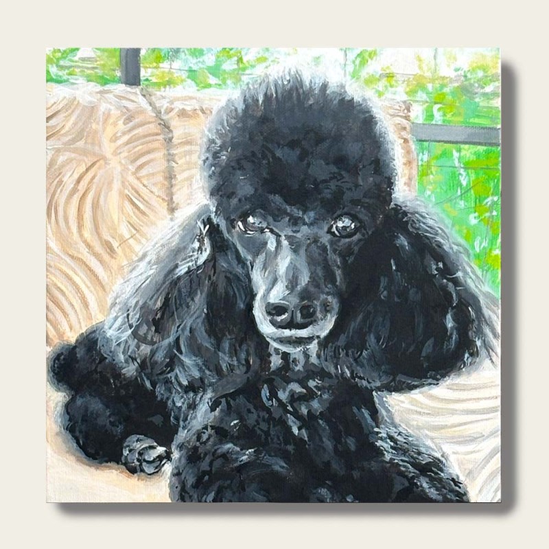 小さな油絵で大切なペットを描きます（18×18cm・背景あり）