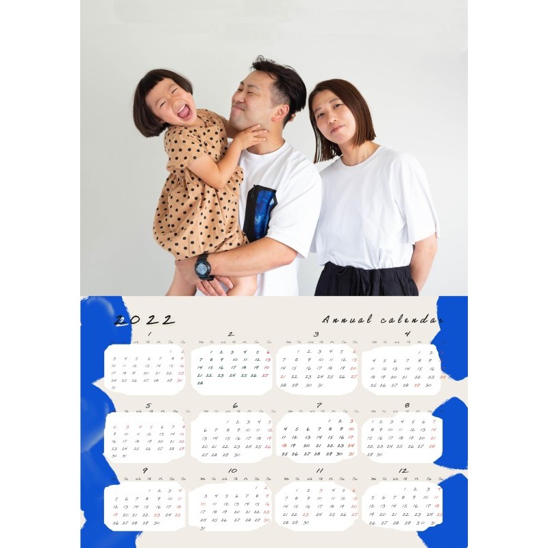 オリジナルカレンダーをデザインします（オリジナルのデザイン・年間カレンダー（1ページのもの））