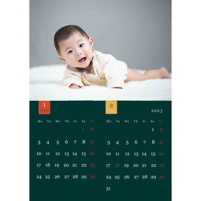 オリジナルカレンダーをデザインします（オリジナルのデザイン・表紙＋6ページ（1ページに2ヶ月記載））