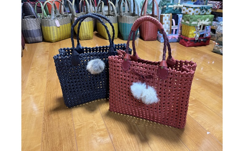 バッグ クラフトおしゃれかごバッグ 雑貨 ファッション オシャレ 【赤チェック】