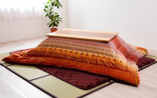 こたつ掛敷セットラディ（205×245）（オレンジ）＆ユニット畳「あぐら」9枚セット（ブラウン）　AA251
 オレンジ