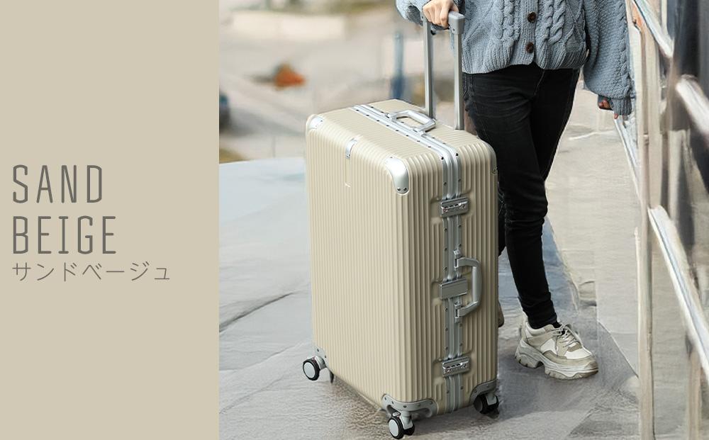 [PROEVO]アルミフレーム スーツケース ストッパー付き 受託手荷物対応 L (エンボス/サンドベージュ) [12004S] 福岡県 大木町 株式会社 レクサス AY373 Lサイズ/サンドベージュ