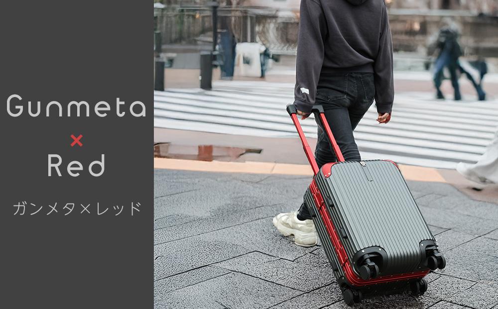 【先行予約】[PROEVO]アルミフレーム スーツケース ストッパー付き 修学旅行に最適 M (エンボス/ガンメタリック×レッド) [12002S] 福岡県 大木町 株式会社 レクサス AY363-12 12月/M/ガンメタリック×レッド