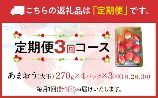 【3回定期便】 期間限定 いちご 苺 3.2kg あまおう（大玉）、4パック×3回（1月、2月、3月）定期便 【2026年1月～3月中に順次出荷予定】 ※北海道・沖縄・離島は配送不可 大木町産 おおきベリー CT002