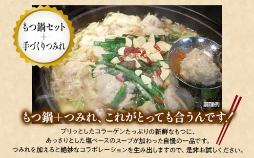 中村屋特製 手づくりハンバーグ/国産黒毛和牛もつ鍋セット＋手作りつみれ付き AM004