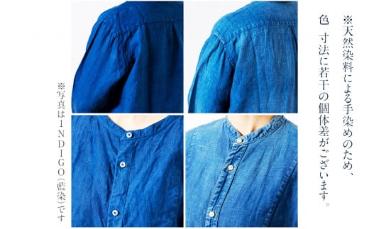 手染めリネン切替BIGシャツ　BLACK（泥藍染）　AO069