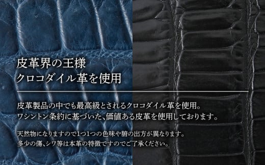 ネーム入れオーダー／マネークリップ（クロコダイル革各色）　BK120