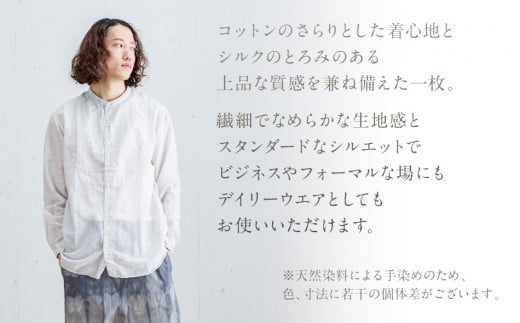 手染めシルクコットン切替シャツ サイズ1 LIGHT GRAY（薄墨染）　AO032 サイズ1