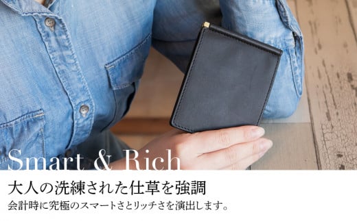 マネークリップ(ヌメ革・キャメル）　BK066