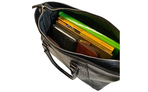 ビーゴ（トートバッグ）（クロコダイル革・ブラック）　BK048