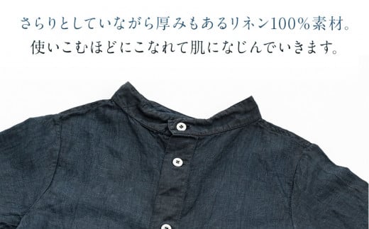 手染めリネン2wayワンピース サイズ1 BLACK（泥藍染）　AO065