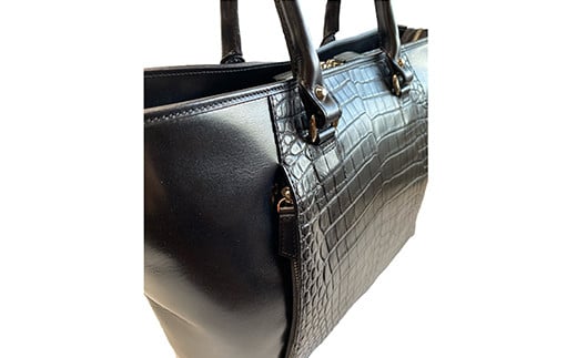 ビーゴ（トートバッグ）（クロコダイル革・ブラック）　BK048