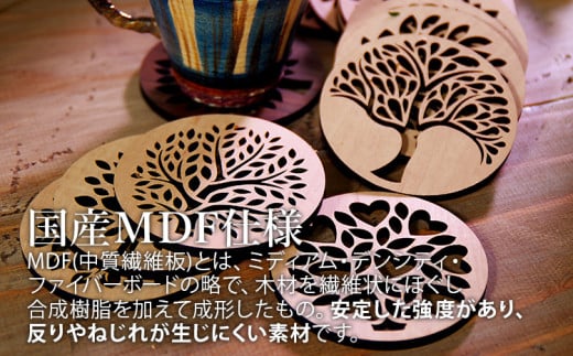 木製コースター ４枚セット ウォールナット CK004 ウォールナッEFGH(CK004)