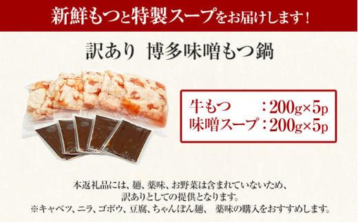 【先行予約】訳あり 博多味噌もつ鍋 10人前（2人前×5セット）お取り寄せグルメ お取り寄せ お土産 九州 福岡土産 取り寄せ グルメ MEAT PLUS CP048er 【2026年4月以降配送】味噌味