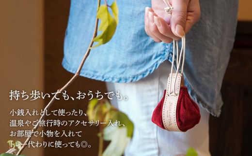 ピッコロ（巾着型小物入れ）（スエード・レッド）　BK031