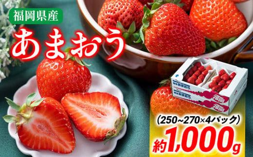 【冬】あまおう 約1000g いちご 苺 フルーツ 九州産 冷蔵 送料無料 イチゴ 果物 ※北海道・沖縄・離島は配送不可 大木町産 南国フルーツ CO002 4パック