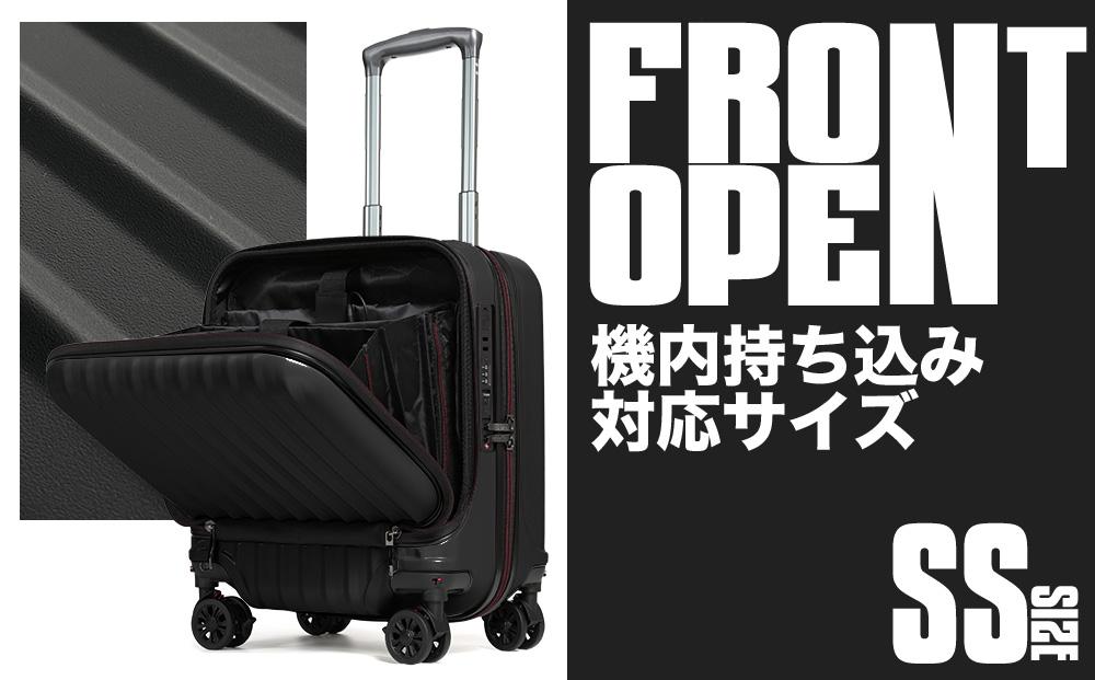 [PROEVO-AVANT]フロントオープン スーツケース 機内持ち込み対応 ストッパー付き SS（エンボス/ブラック） [10005S] AY188-bk エンボス/ブラック
