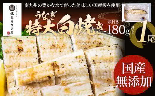 うなぎの白焼（1尾）頭付き180g以上　AE02 通常受付