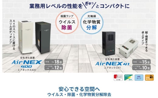 空気浄化装置 エアネックス400（白）最大18畳 除菌 脱臭