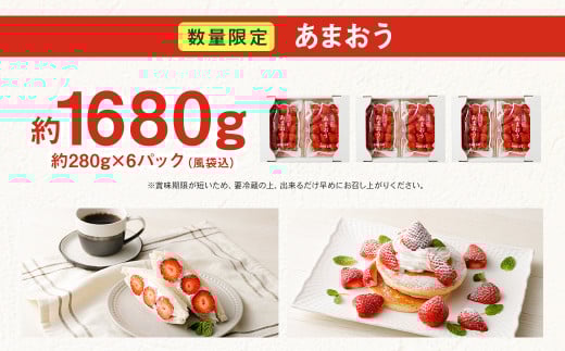 【2026年3月発送】【香春町 大容量 数量限定】 あまおう 約280g×6パック 計1680g いちご 苺 イチゴ ベリー 果物 フルーツ お取り寄せ デザート おやつ