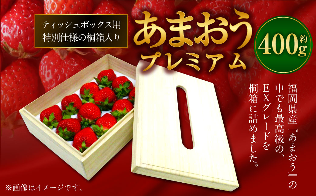 【2026年2月上旬～4月上旬発送予定】ティッシュボックス用特別仕様の桐箱入りプレミアムあまおう あまおう EX 約400gｘ1パック ギフト お祝い 贈答用 苺 いちご