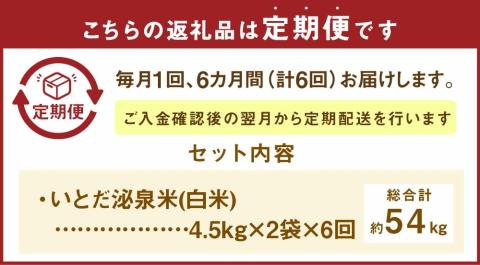 【定期便 6ヶ月連続】いとだ泌泉米 9kg(白米 4.5kg×2)