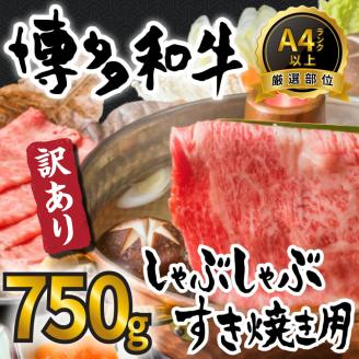 訳あり！ 博多和牛 しゃぶしゃぶ すき焼き 750g セット 福岡県 糸田町 牛肉