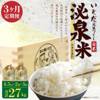 【定期便 3ヶ月連続】いとだ泌泉米 9kg(白米 4.5kg×2)