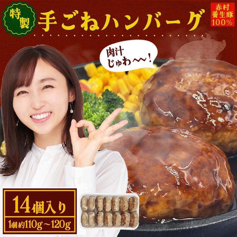 赤村養生館 特製手ごねハンバーグ 14個 B19