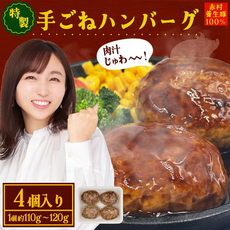 赤村養生館 特製手ごねハンバーグ 4個 B23