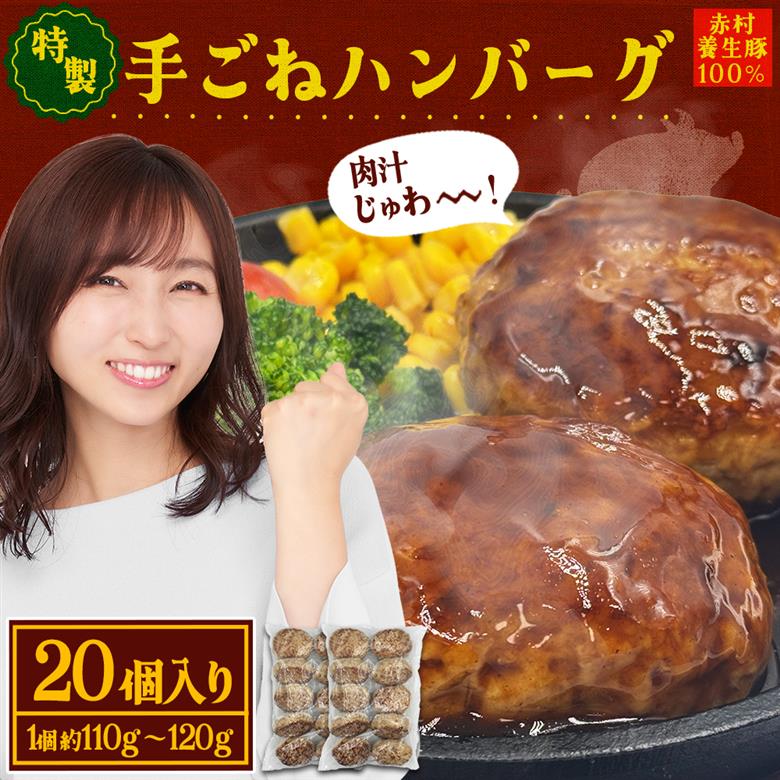 赤村養生館 特製手ごねハンバーグ 20個 B9