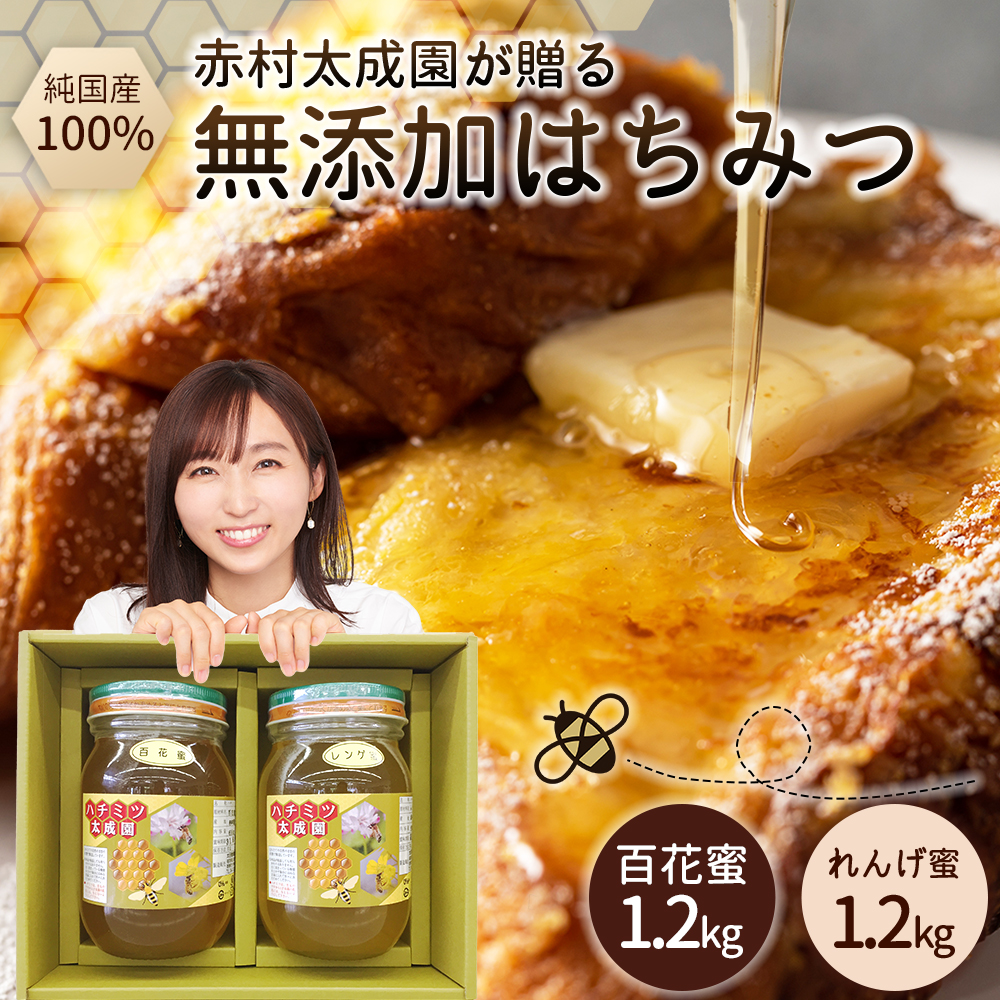 蜂蜜（レンゲ蜜１.２ｋｇ、百花蜜１.２ｋｇ）セット K2