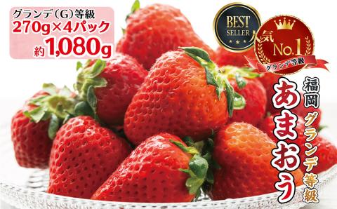 福岡県産 あまおう約1,080g(約270g×4パック) 3W1