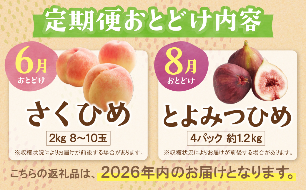 ★先行予約受付開始★ ふくふく果実定期便（隔月・年2回） 2026年発送 いちじく イチジク とよみつひめ もも 桃 モモ さくひめ フルーツ 果物 定期便 福岡県産 福智町産 送料無料