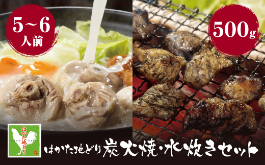 はかた地どり 炭火焼500g＆水炊き(5～6人前)セット