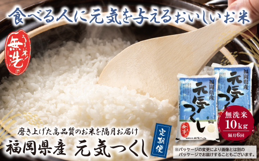 無洗米 福岡県産・元気つくし10kg定期便(隔月・年6回)
