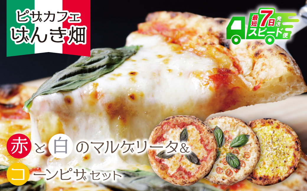 最短7営業日発送  げんき畑 ピザ 3枚セット＜(赤・白)＆コーンピザ＞ 最短7日以内に発送