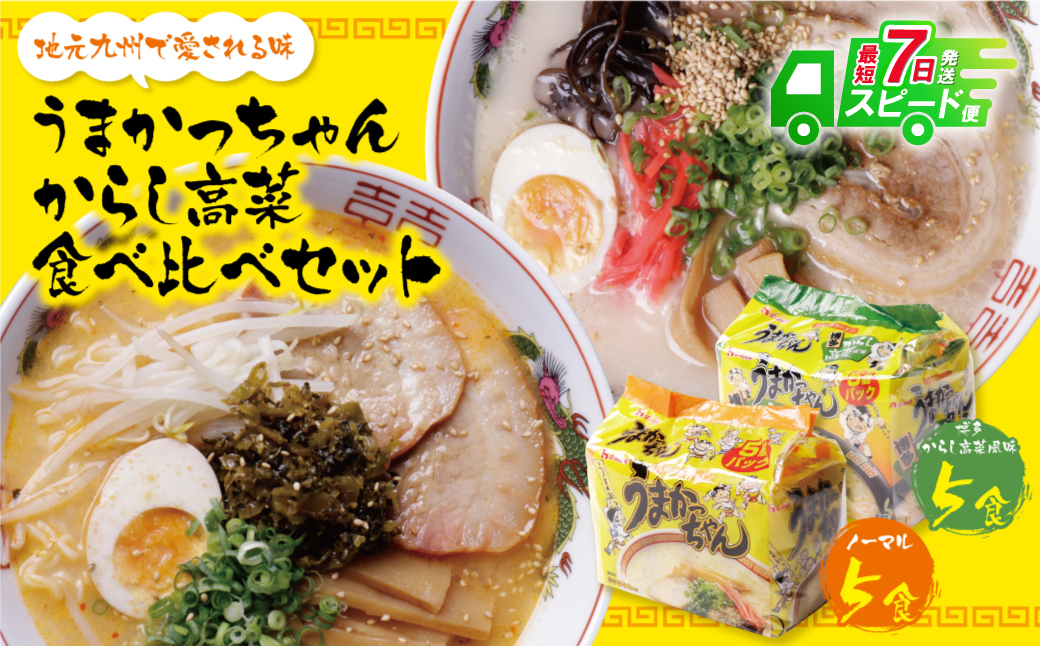 【7営業日以内発送】うまかっちゃん 博多からし高菜風味食べ比べセット（5食×2）計10食
