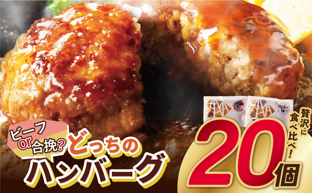 【累計460万個突破！】どっちの ハンバーグ !?デミグラスソース150g×20個セット（ビーフ・合挽 各10個） ハンバーグ 牛肉 豚肉 洋食 ハンバーグ はんばーぐ 大容量 冷凍 人気 ハンバーグ デミソース 手軽 冷凍 3kg おかず 肉 おすすめ ハンバーグ お得 ハンバーグステーキ 味付ハンバーグ 【通常発送】20個