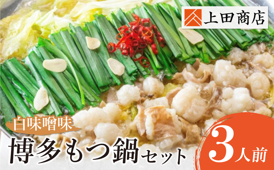 上田商店 博多もつ鍋セット(白味噌味 3人前) 3人前（白味噌味）
