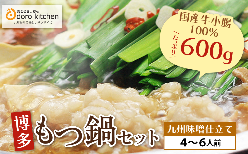 おどろきっちん 博多もつ鍋セット(九州味噌仕立て)国産牛もつ600g 4～6人前 4~6人前・味噌
