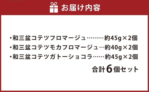 3種類の 和三盆 ケーキ 6個セット フロマージュ モカフロマージュ ガトーショコラ