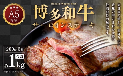 A5等級 博多和牛 サーロインステーキ 200g×5枚 合計1kg 牛 肉 サーロイン ステーキ 福岡県 苅田町