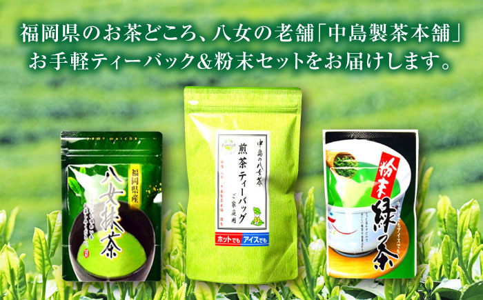 福岡銘茶八女茶 急須要らずのお手軽セット(便利なチャック付) 吉富町/株式会社マル五 [BGAC045] お茶 八女 福岡県