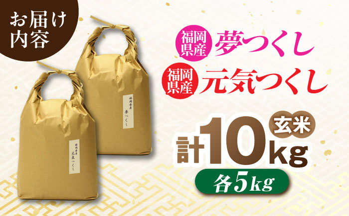 福岡県産 元気つくし・夢つくしの食べ比べセット 玄米 10kg (5kg×各1袋) 吉富町/株式会社ベネフィス [BGAF024] 福岡県