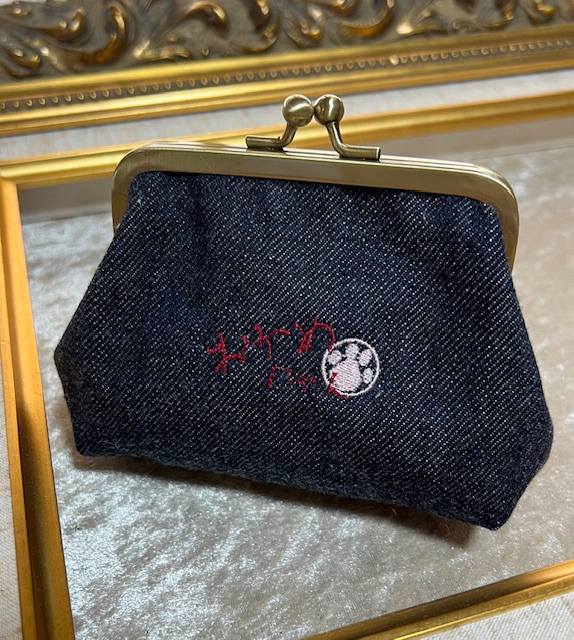 動物愛護 がま口ポーチ おかめにゃん インディゴ 吉富町/猫山商事 [BGBE004] 福岡県